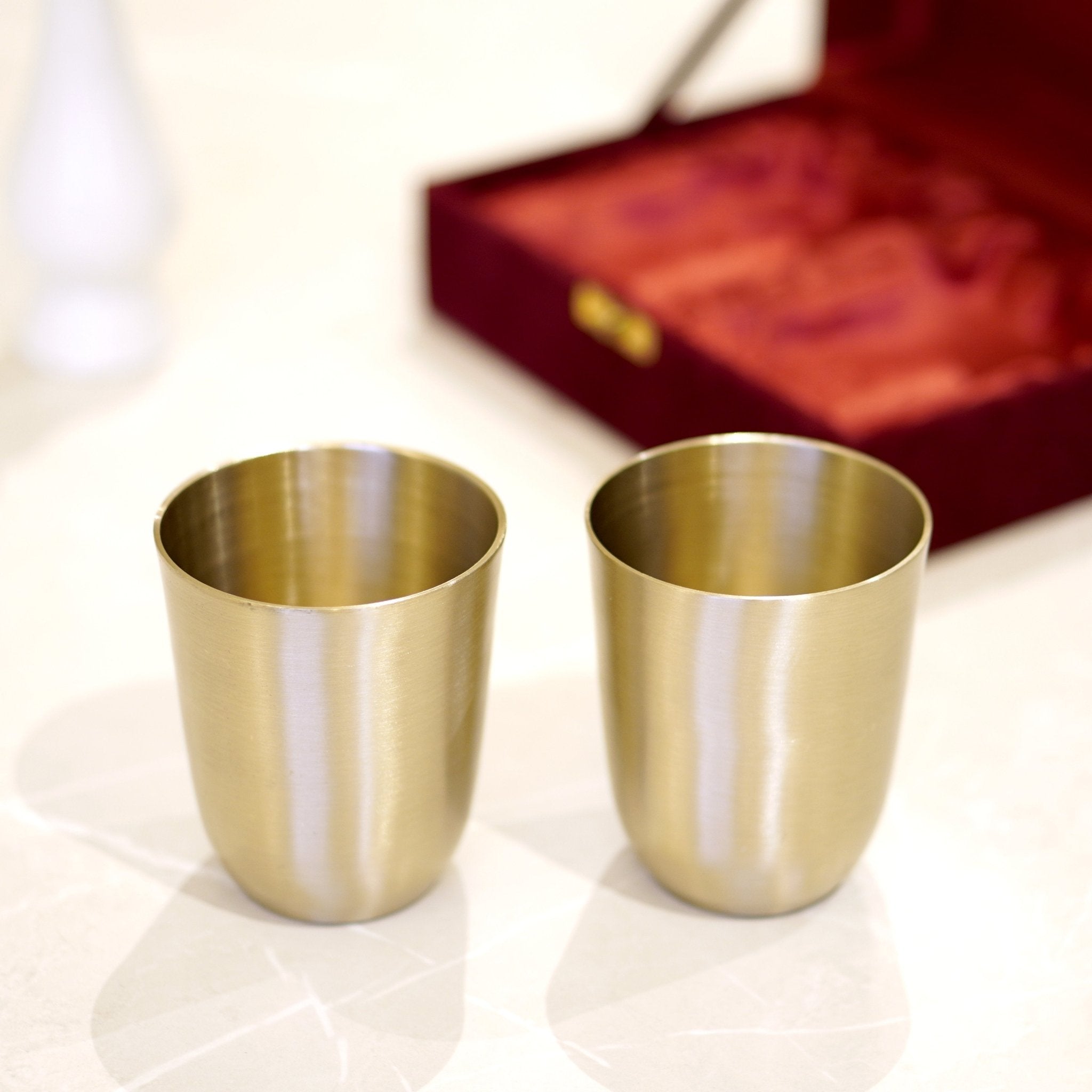 Bronze / Kansa Glasses with Velvet Box - Brass Globe - 