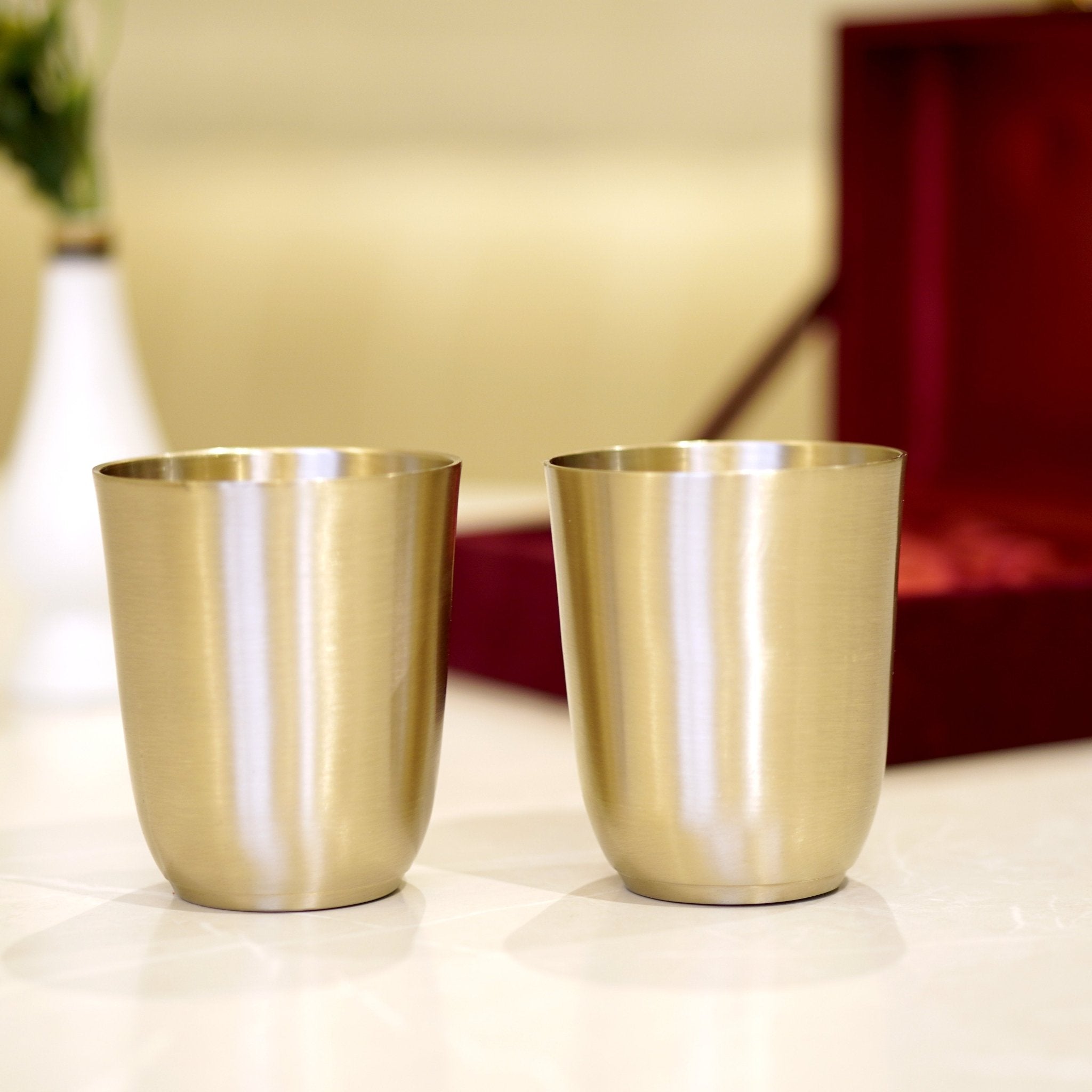 Bronze / Kansa Glasses with Velvet Box - Brass Globe - 