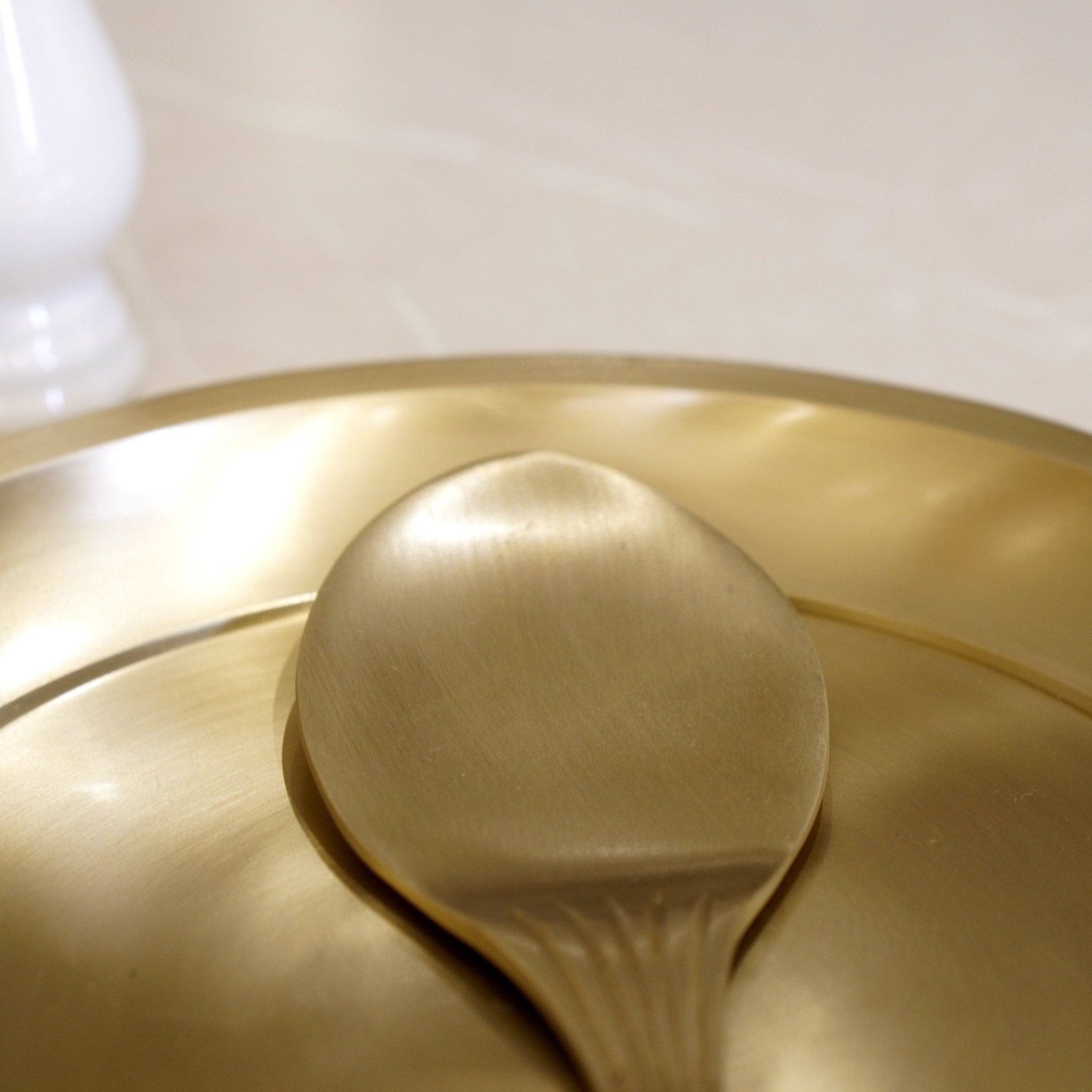 Bronze / Kansa Rice Plate with Rice Serving Spoon - Brass Globe - 