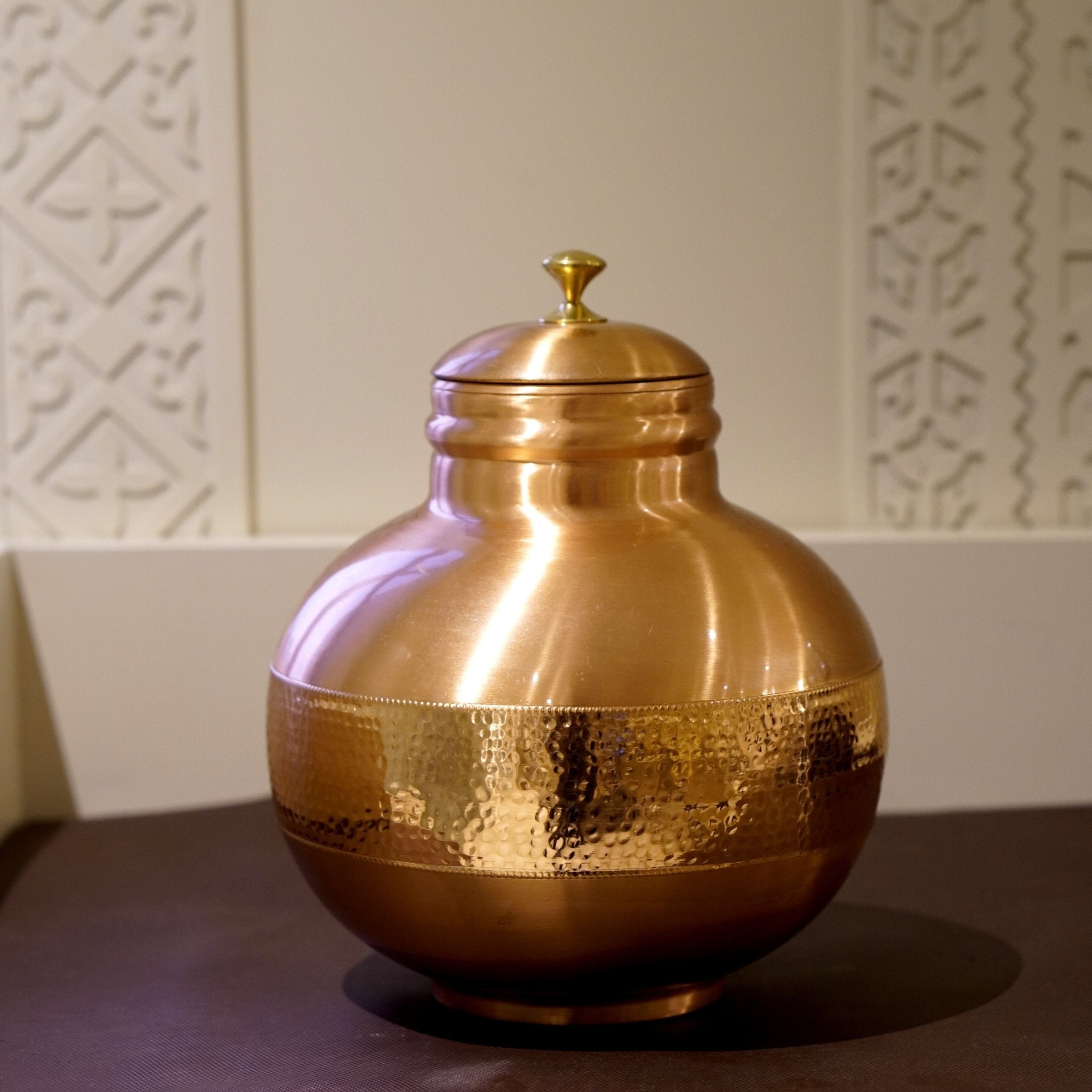 Copper Matki Water Pot / Kalash | Copper Pitcher - Brass Globe - 