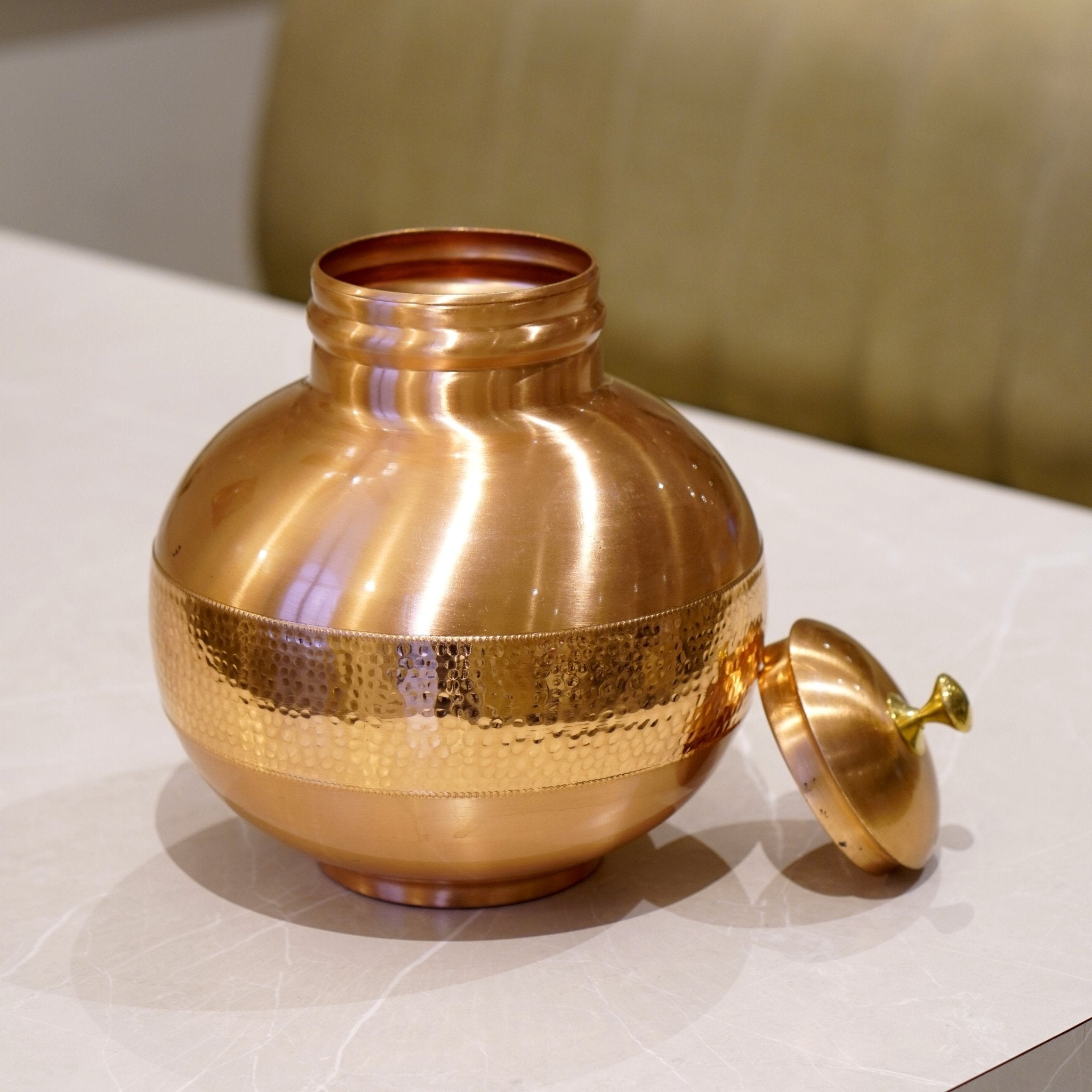 Copper Matki Water Pot / Kalash | Copper Pitcher - Brass Globe - 