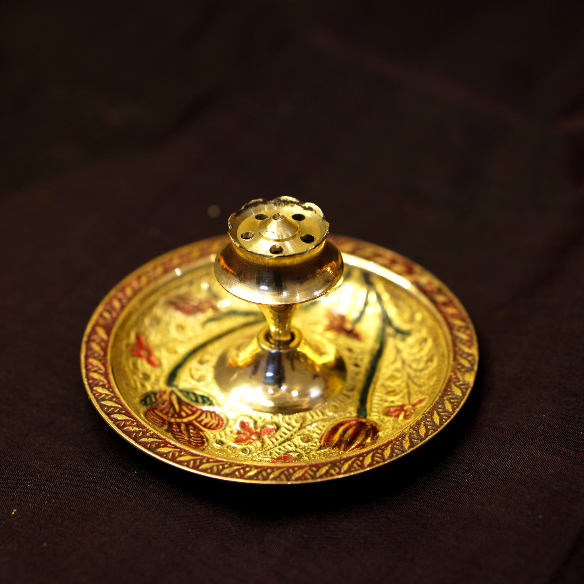 Meenakari Agarbatti / Incense Sticks Stand - Brass Globe - 