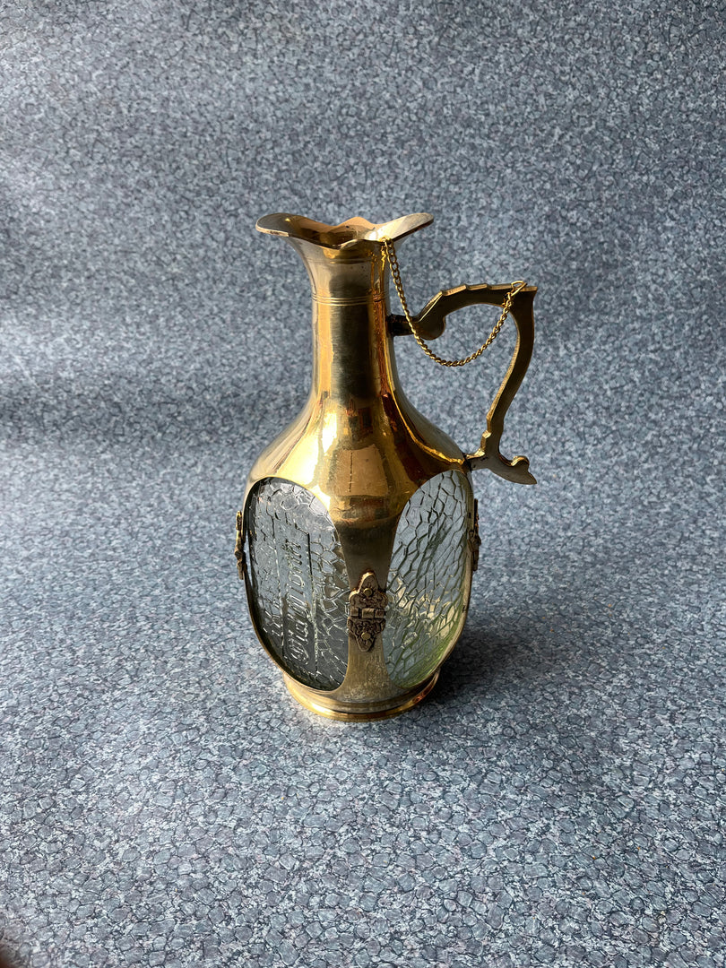Brass Water / Old Monk Glass Jug Pitcher