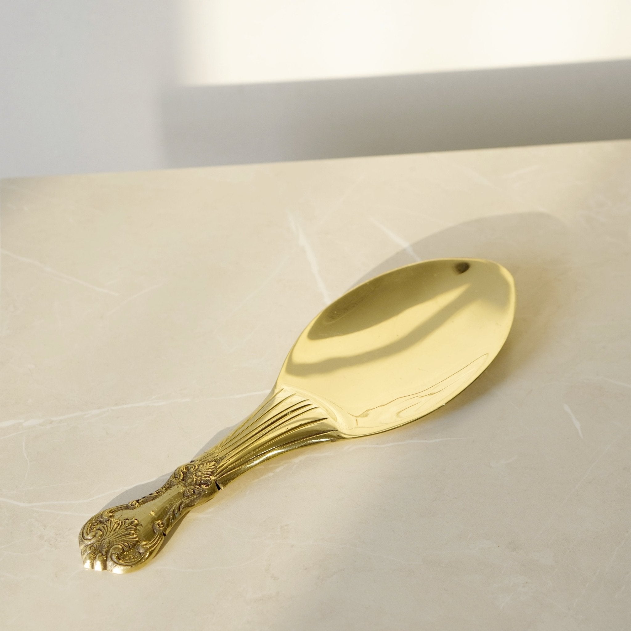 Rice Serving Spoon - Brass Globe - 