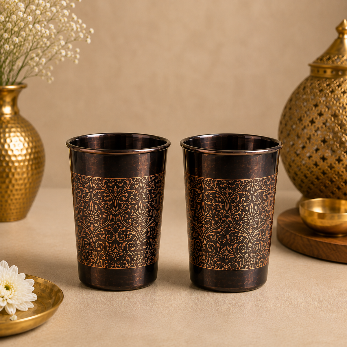 Copper Bottle and Glasses Gift Set