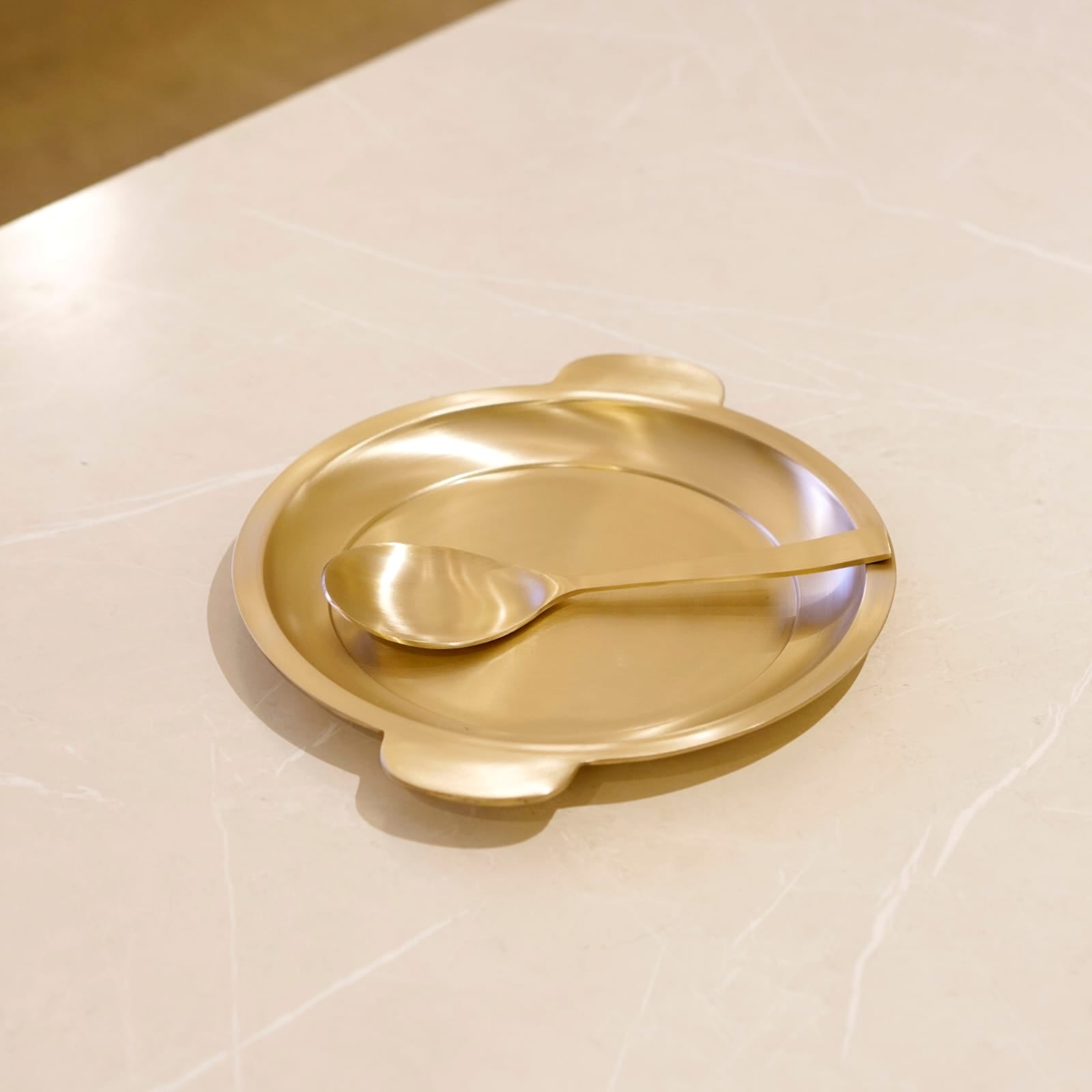 Bronze / Kansa Rice Plate with Rice Serving Spoon