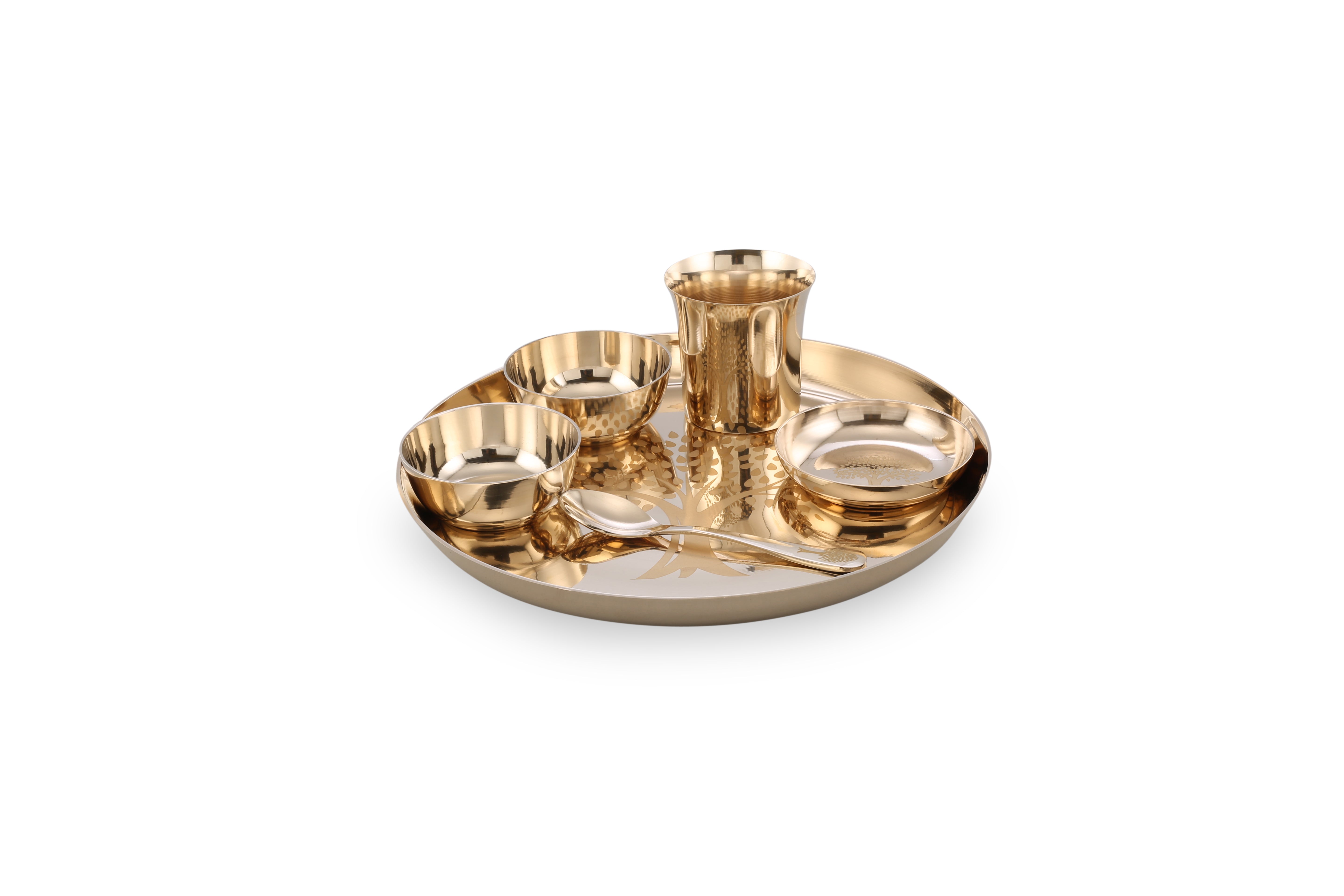 Bronze / Kansa Dinner Set Engraved Glossy (Pack of 6)