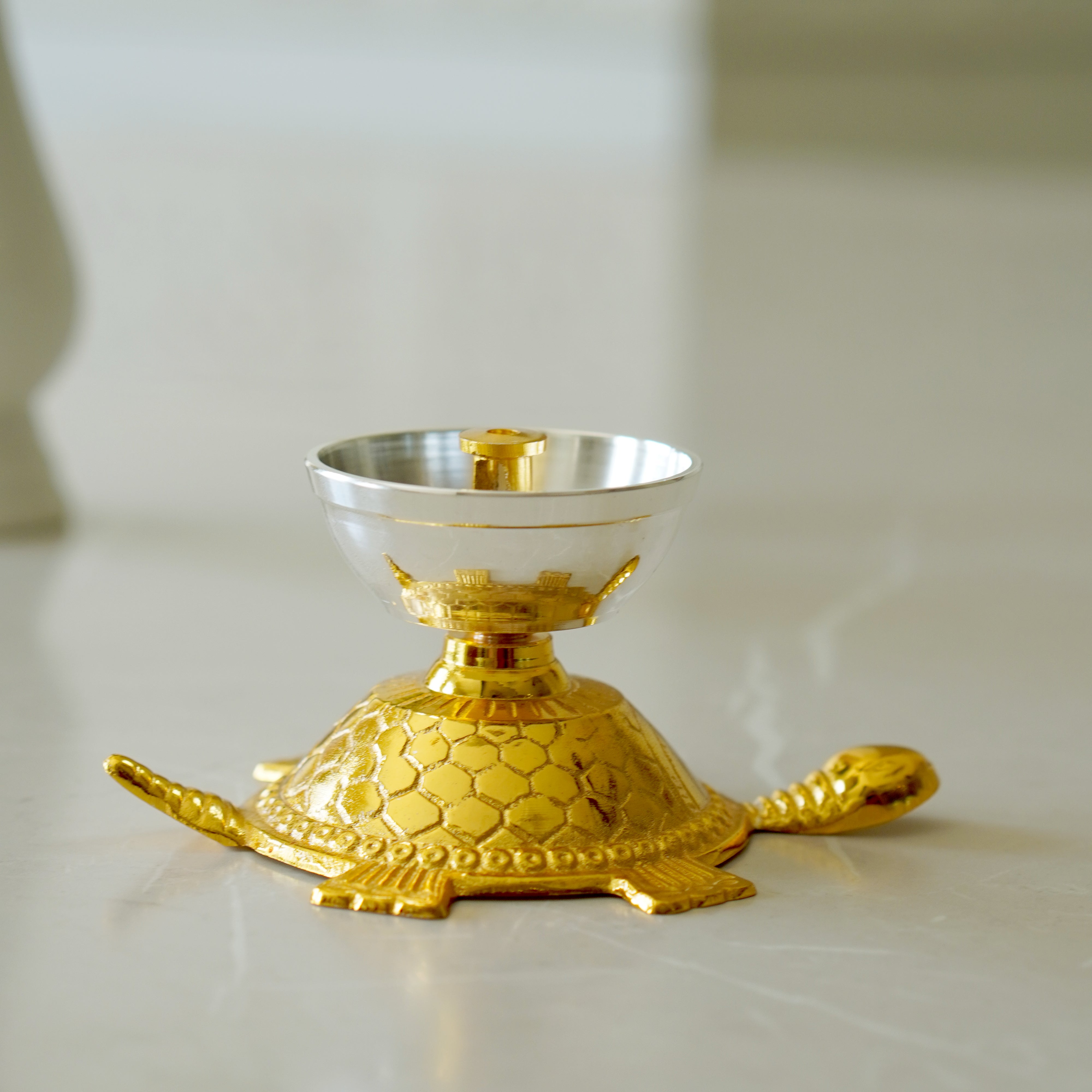 Single Miniature Brass Tortoise / Turtle Oil Lamp (Vastu Tortoise Lamp)