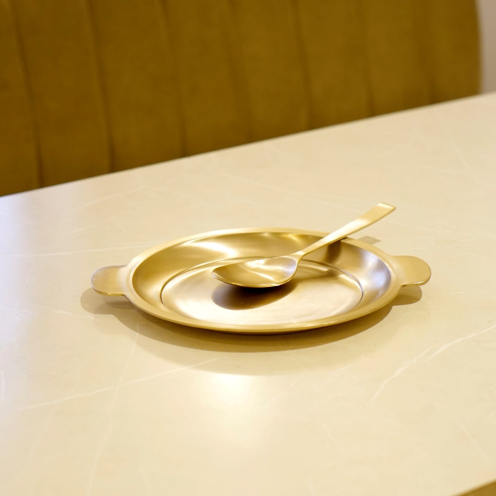 Bronze / Kansa Rice Plate with Rice Serving Spoon