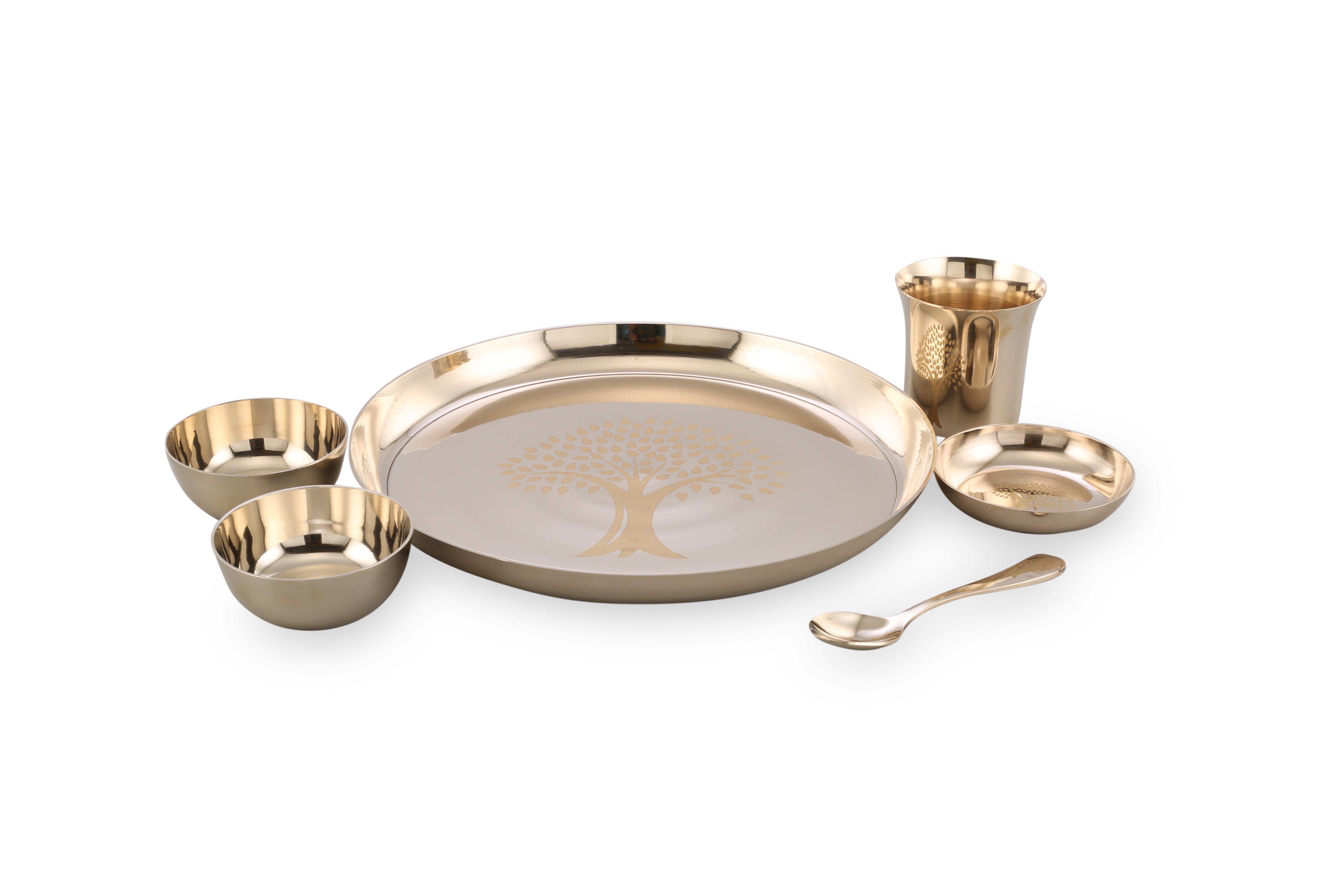 Bronze / Kansa Dinner Set Engraved Glossy (Pack of 6)