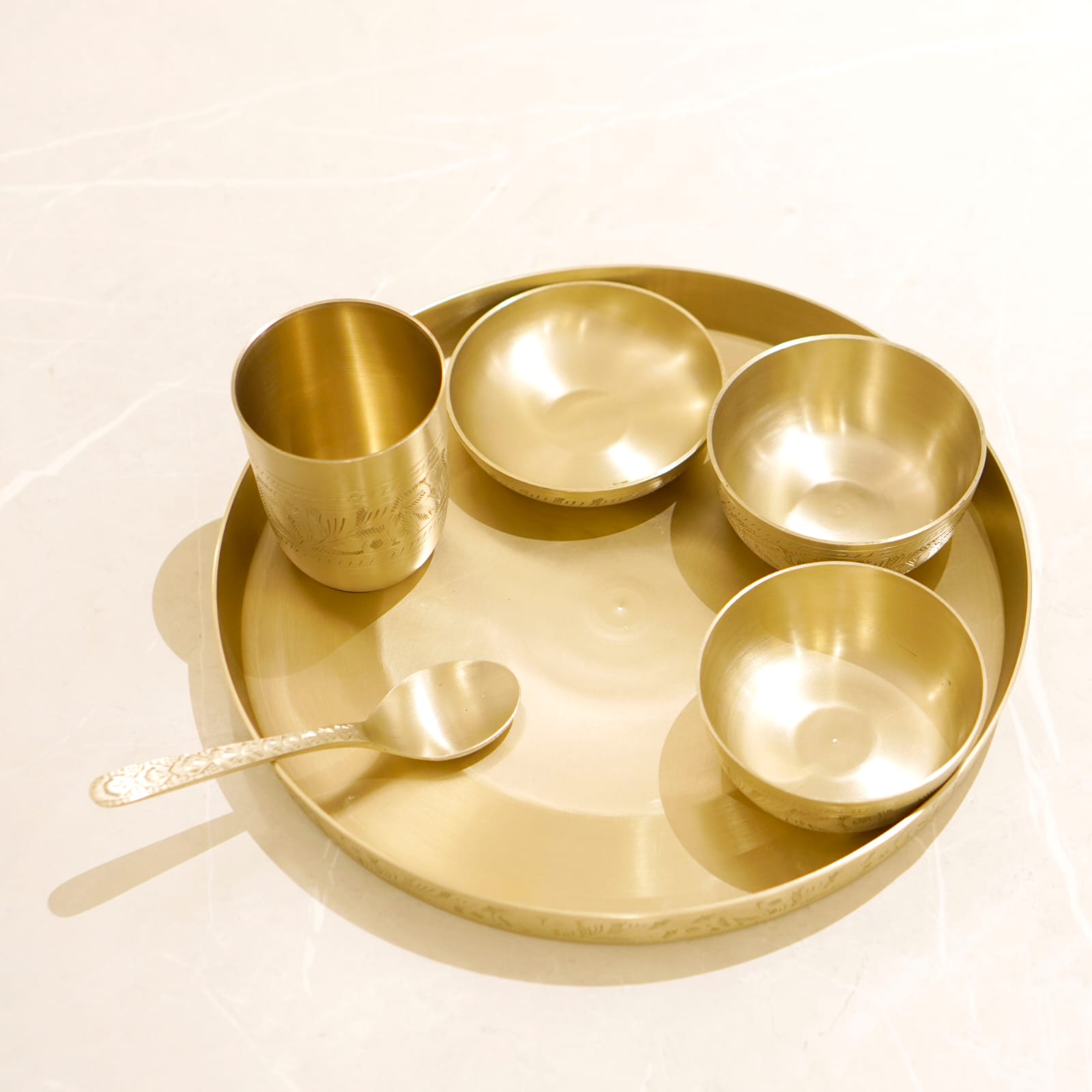Kansa Engraved 6Pc Dinner Set with Velvet Box (11.5" Plate)