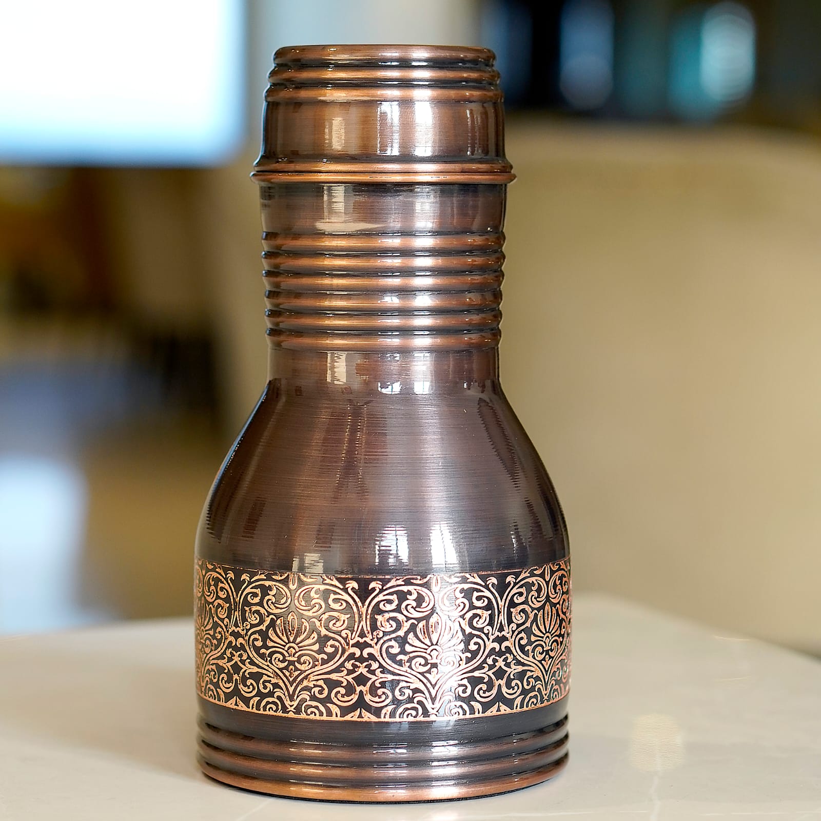 Antique Engraved Copper Jar