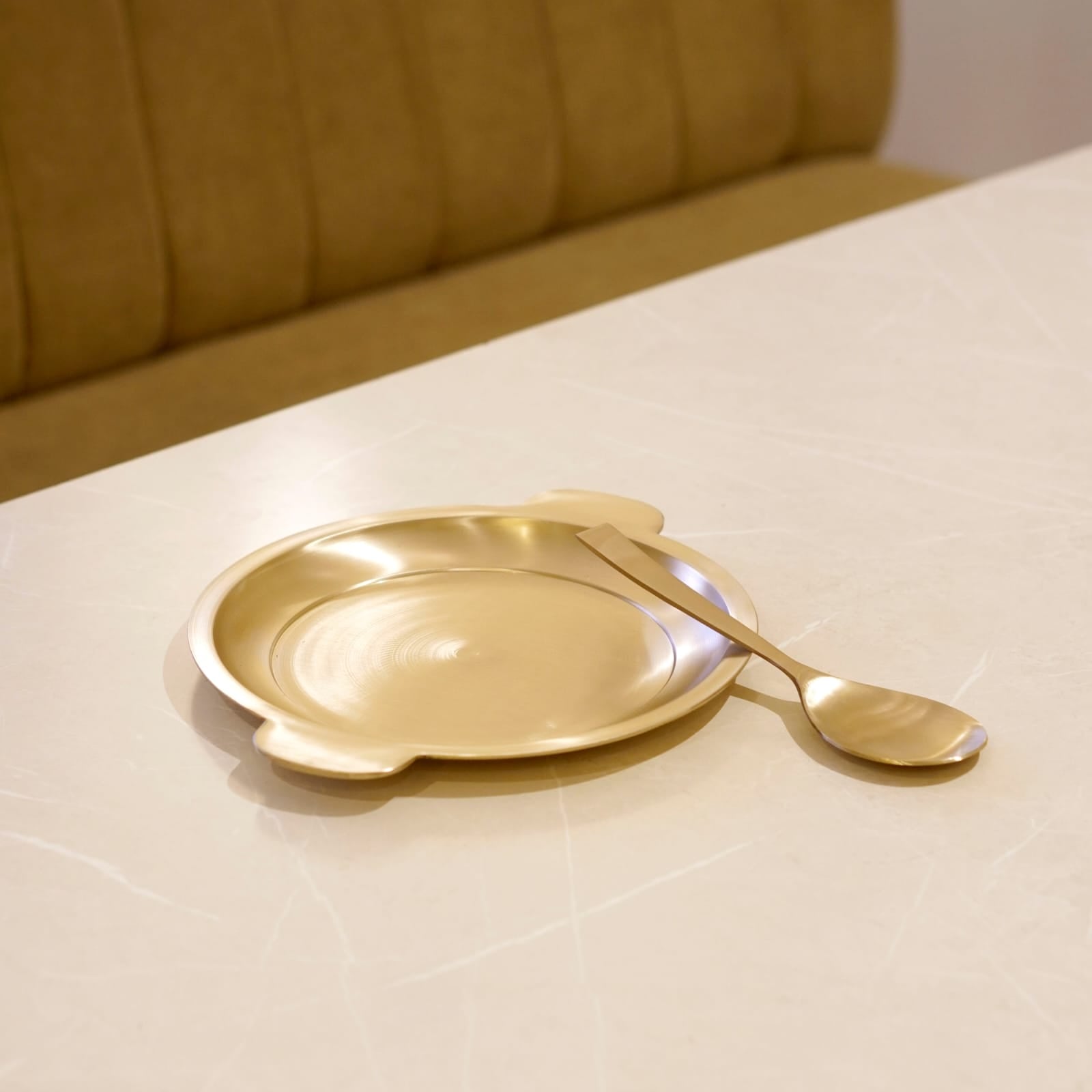 Bronze / Kansa Rice Plate with Rice Serving Spoon