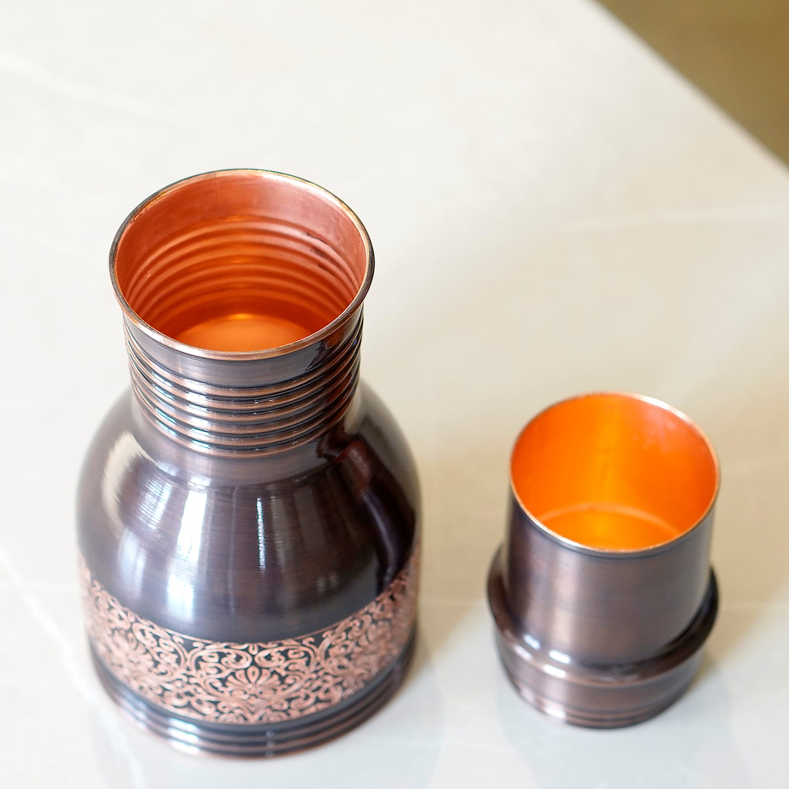 Antique Engraved Copper Jar