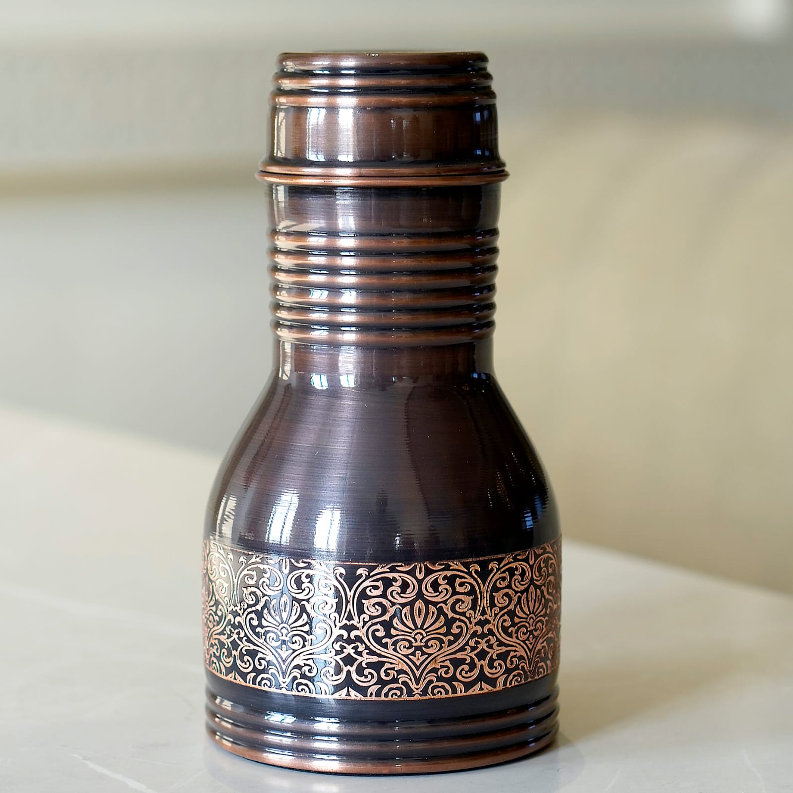 Antique Engraved Copper Jar