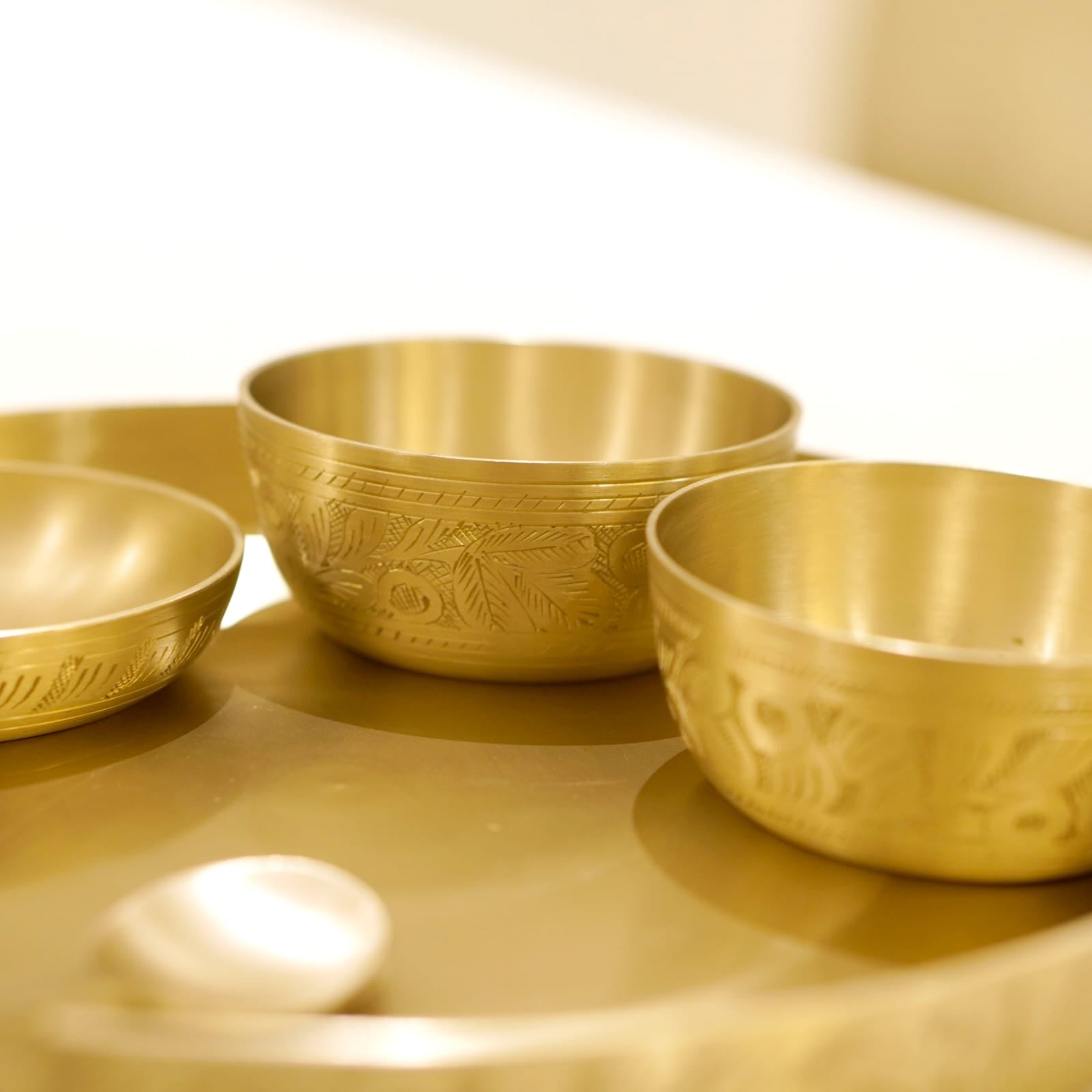 Engraved Bronze Dinner Set with Velvet Box