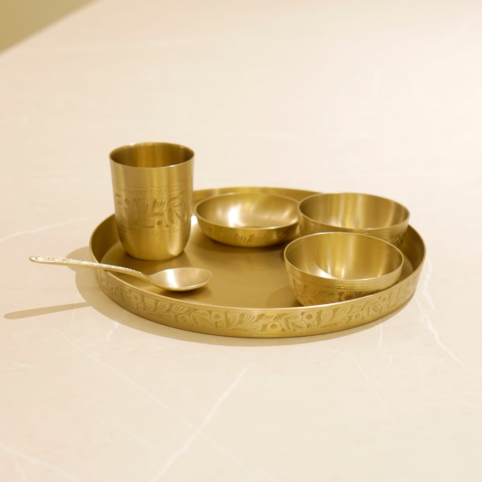 Kansa Engraved 6Pc Dinner Set with Velvet Box (11.5" Plate)