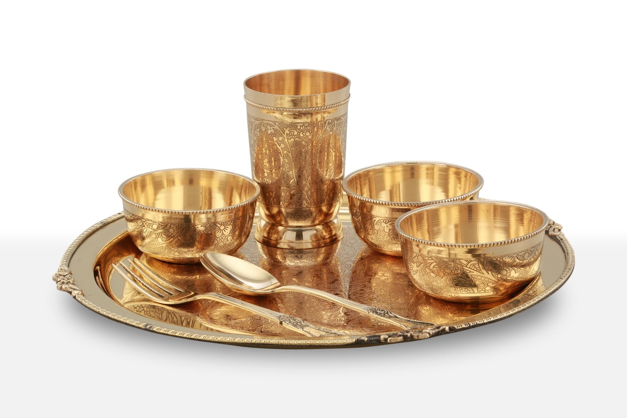 Brass Globe, Brass Dinner Set 51 Pcs, Pital Dinner Thaali Set, Etched  Dinner Set, Dinning, Brass Utensils Table Service