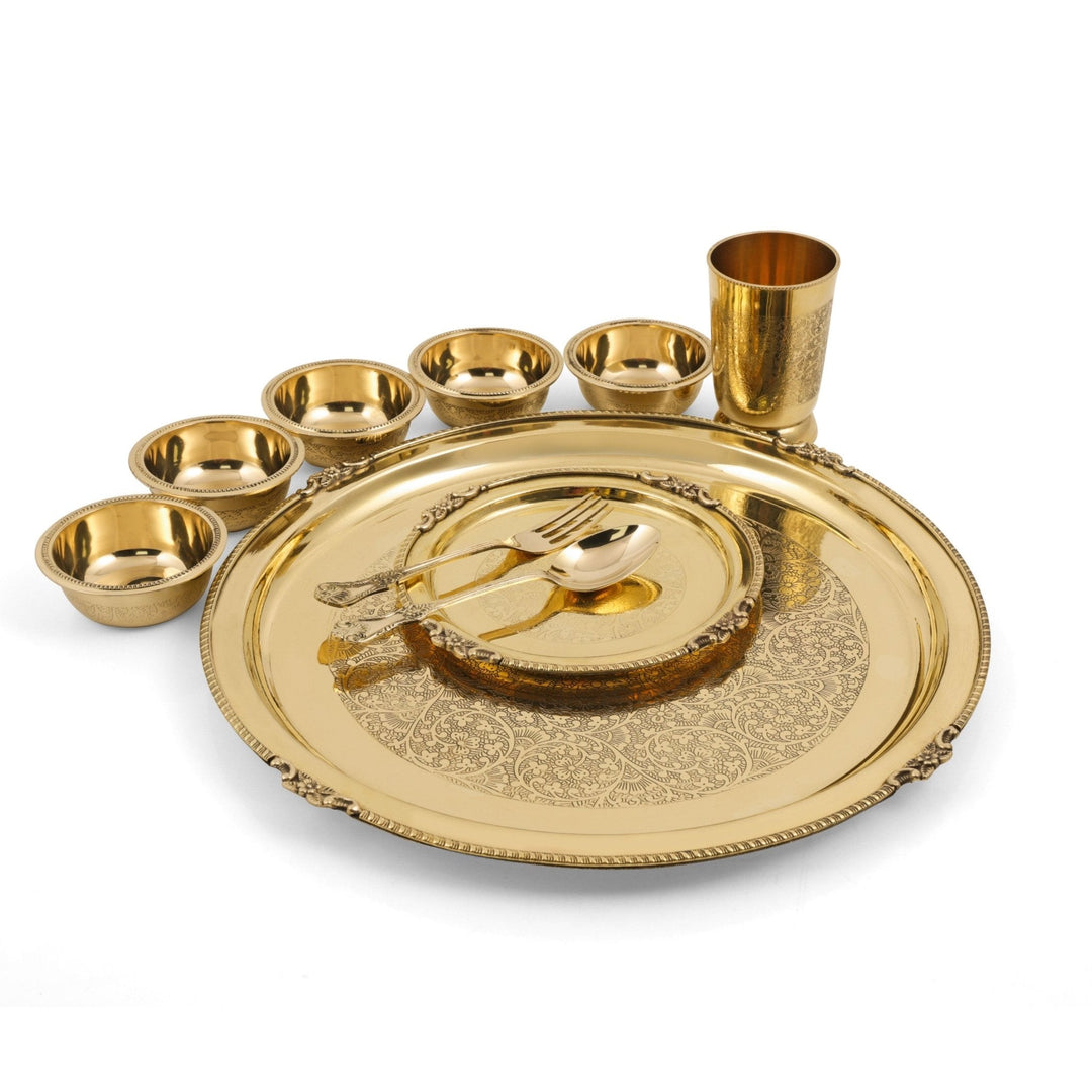 brass etched dinner set - Brass Globe -