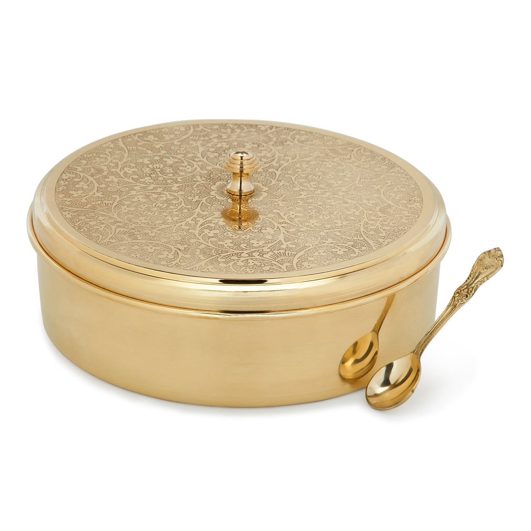 Brass etched spice box 9inch - Brass Globe -