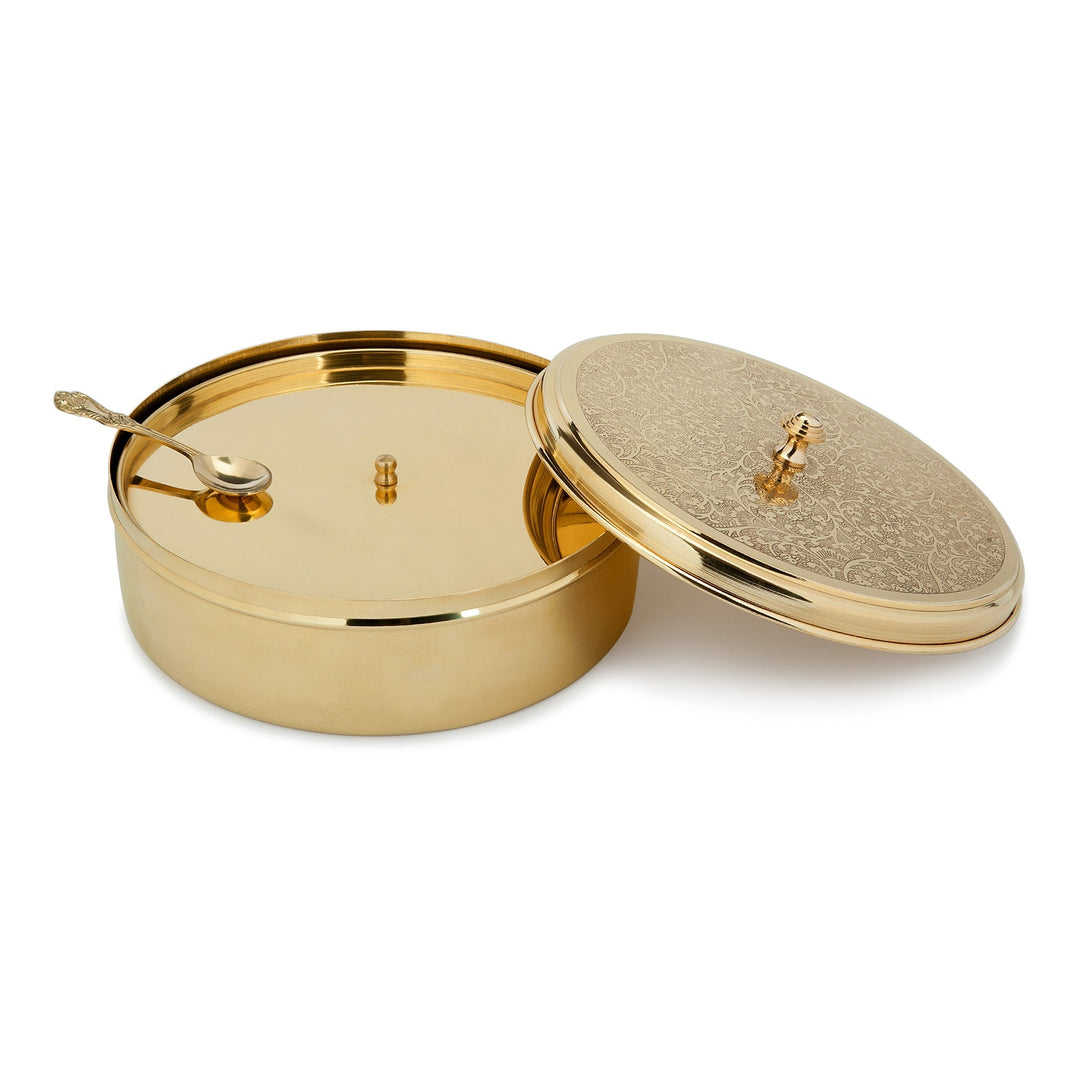 Brass etched spice box 9inch - Brass Globe -