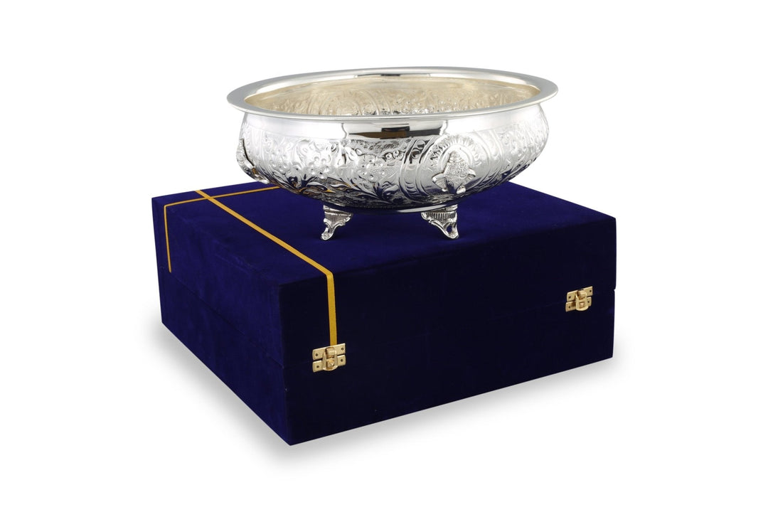 Brass Ganesh Urli with velvet box - Brass Globe -