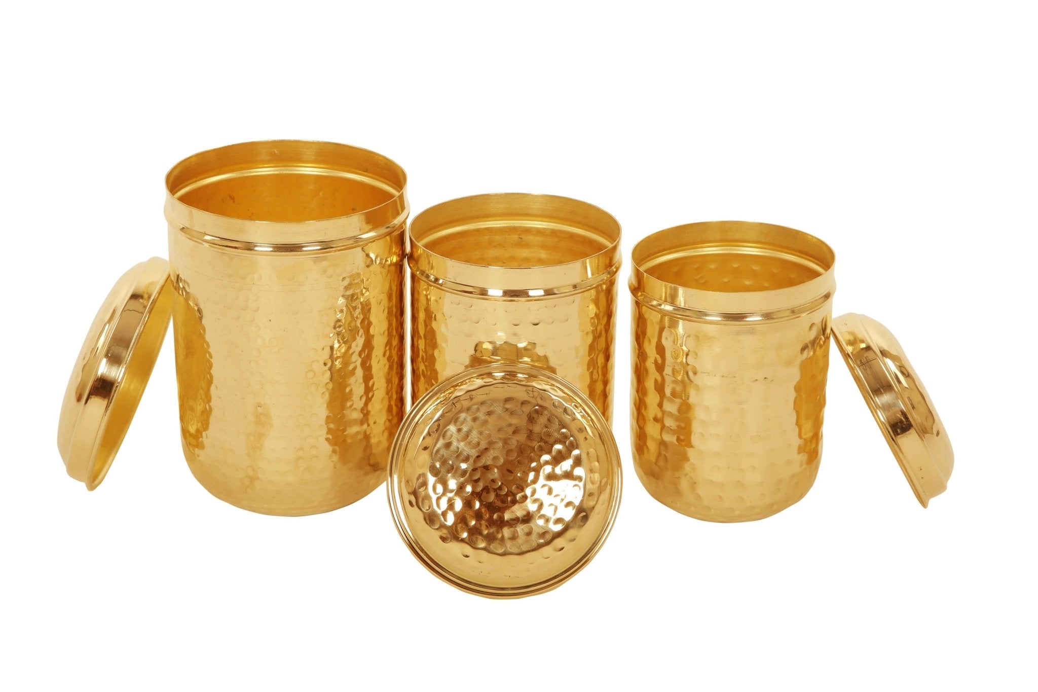 Brass Hammered Canister [dabba set] - Brass Globe -