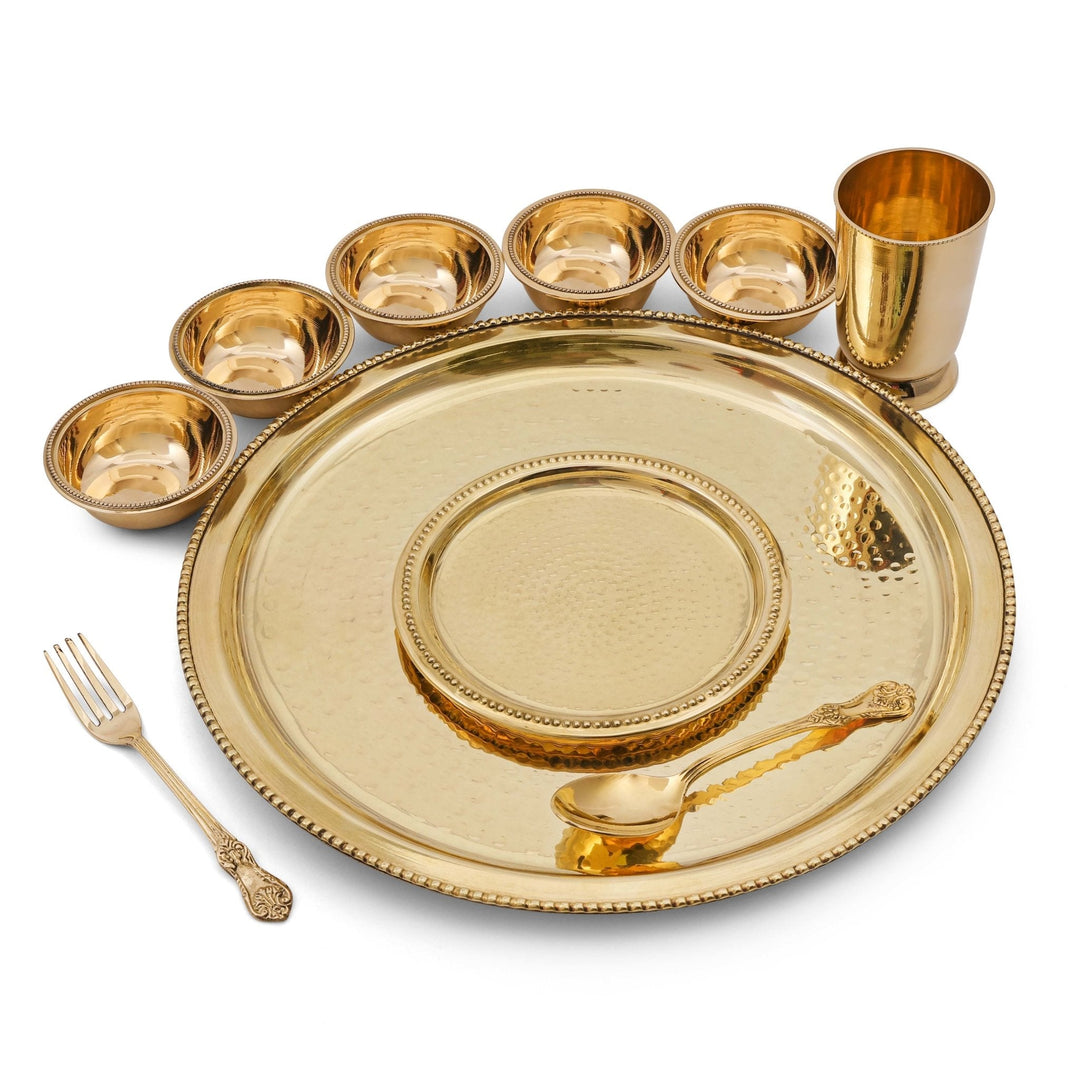 brass hammered dinner set - Brass Globe -