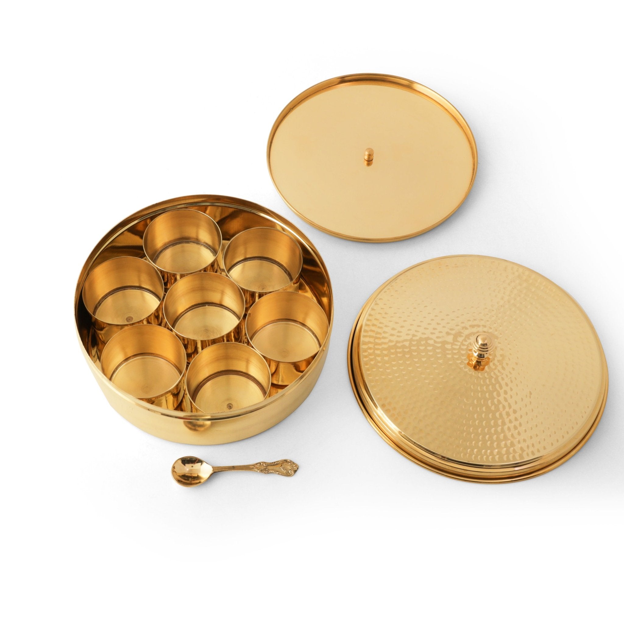 brass hammered spice box - Brass Globe -