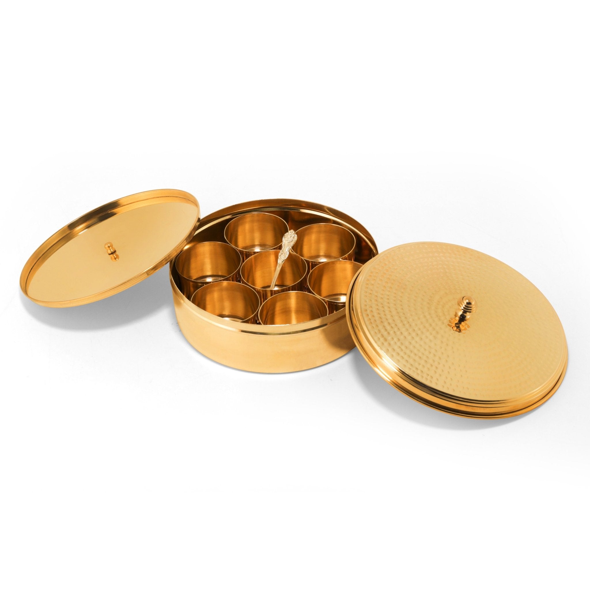 brass hammered spice box - Brass Globe -