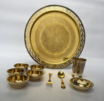 Load image into Gallery viewer, Brass / pital Jaalidaar Dinner set - Brass Globe -

