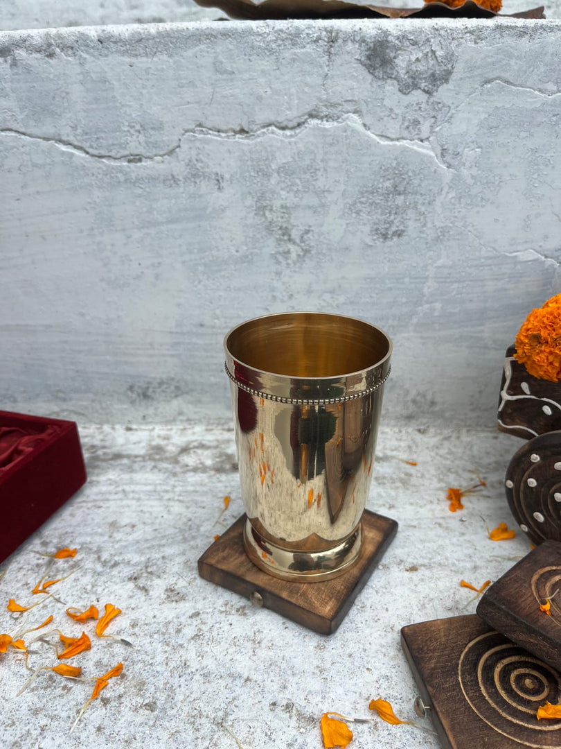 Brass plain glass with velvet box - Brass Globe -