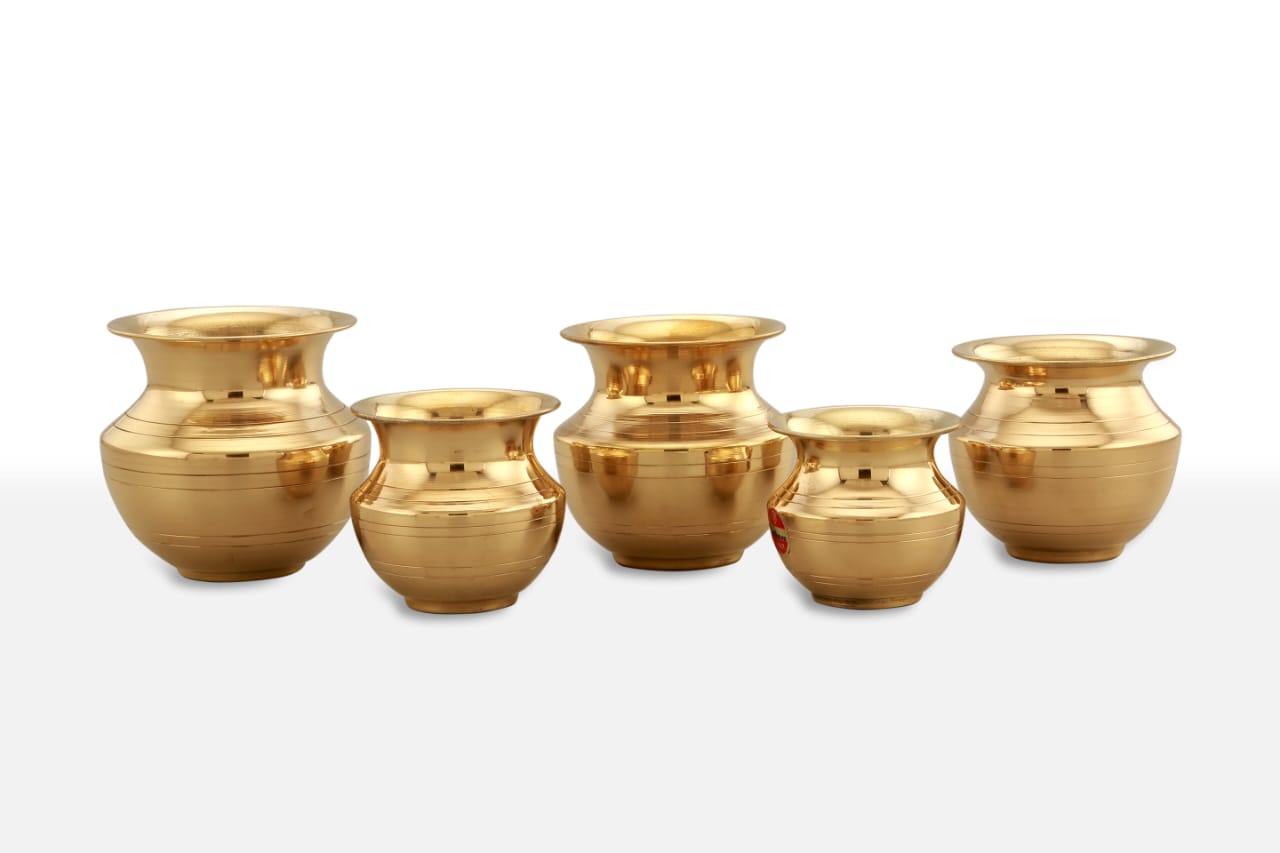 Brass Pooja Lota Pack of 5 / Kalash - Brass Globe -