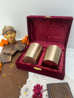Load image into Gallery viewer, Bronze / kansa glasses with velvet box - Brass Globe -
