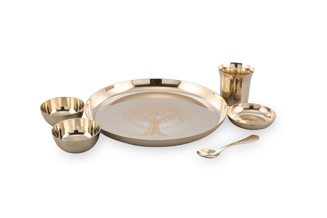 Bronze/Kansa Dinner set engraved glossy - Brass Globe -