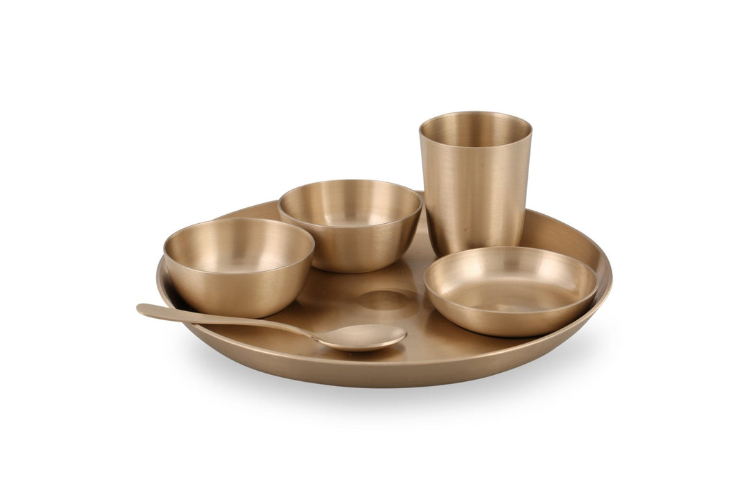 Bronze/Kansa Dinner set matte finish - Brass Globe -