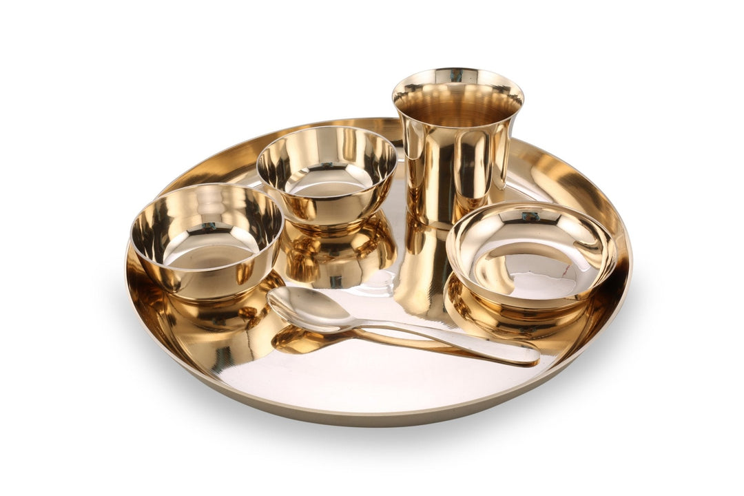 Bronze/Kansa Dinner set plain glossy - Brass Globe -