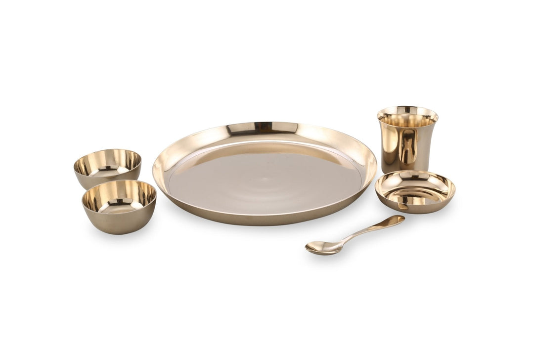 Bronze/Kansa Dinner set plain glossy - Brass Globe -