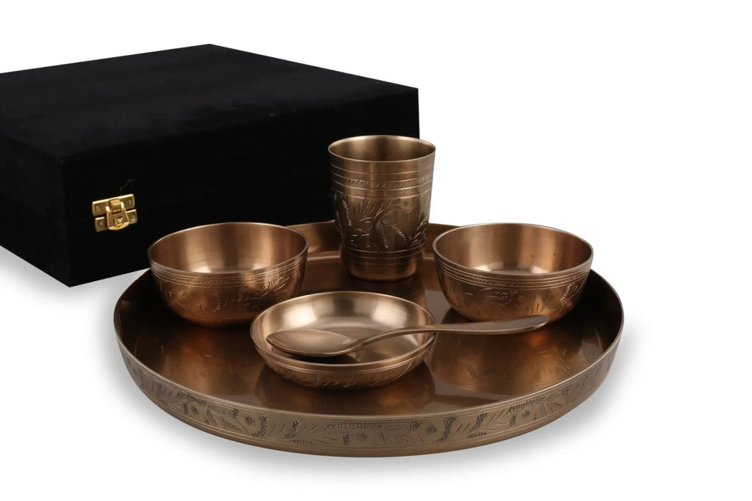 Brass 51 Pieces - Full Family Complete Dinner Set - (Engraved