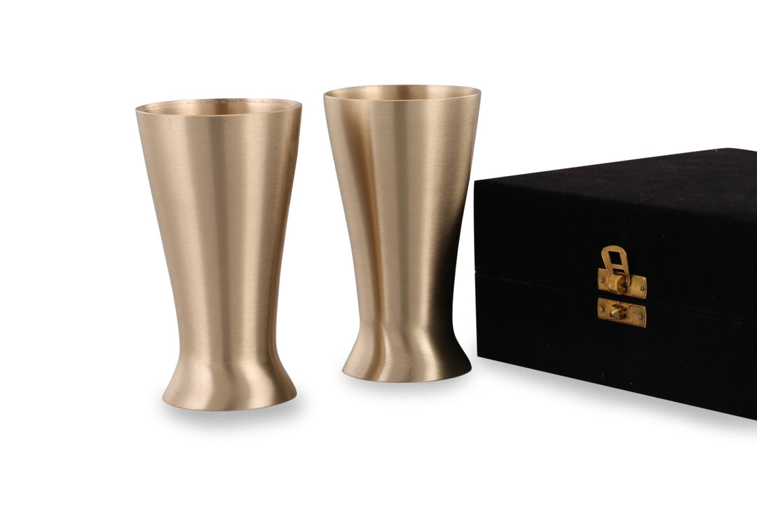 Bronze/Kansa Lassi Glass with velvet box - Brass Globe -