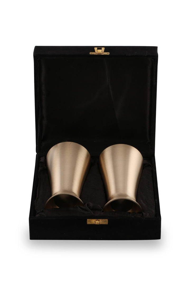 Bronze/Kansa Lassi Glass with velvet box - Brass Globe -