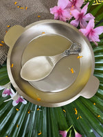 Load image into Gallery viewer, Bronze/Kansa rice plate with rice serving spoon - Brass Globe -
