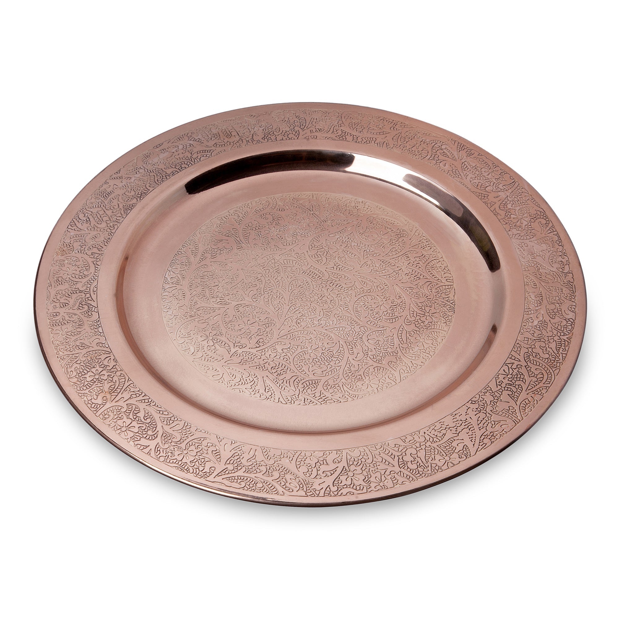 copper etched charger plate 13inch - Brass Globe -