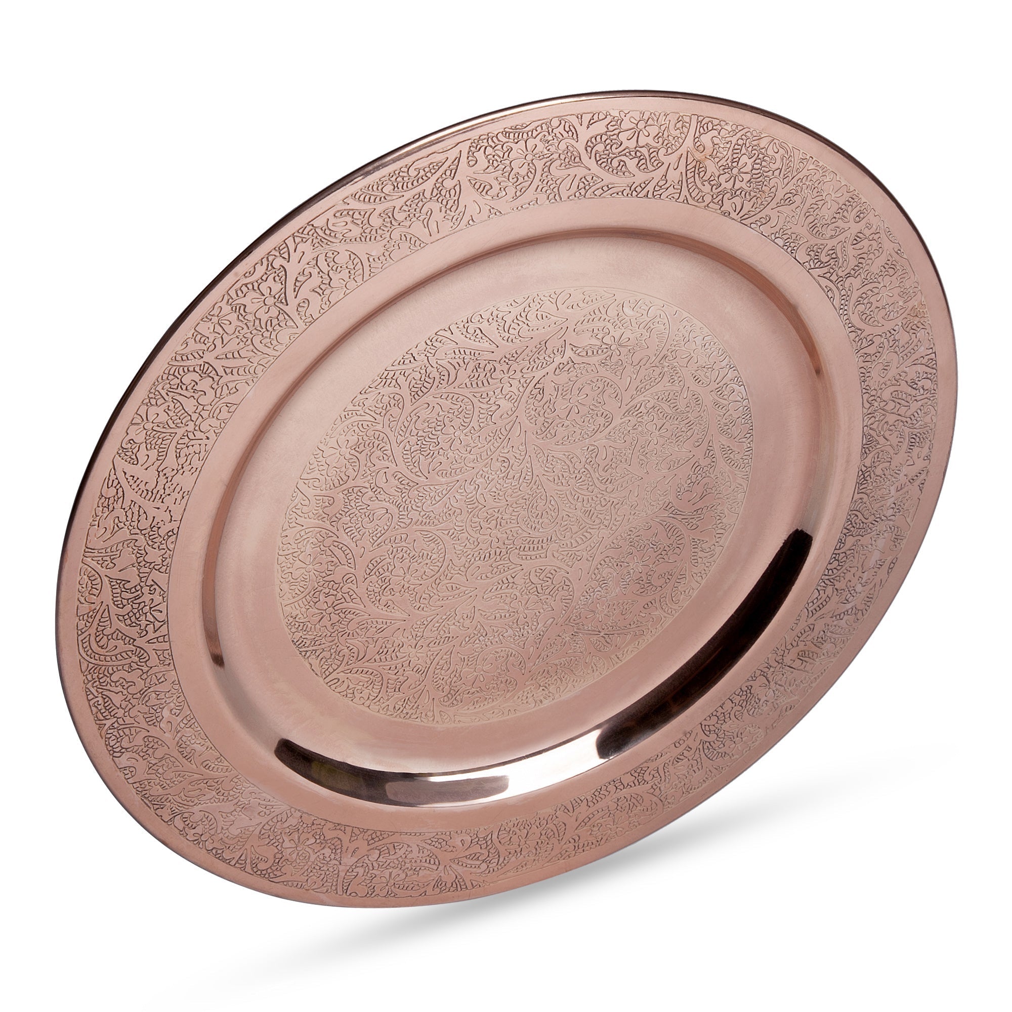 copper etched charger plate 13inch - Brass Globe -