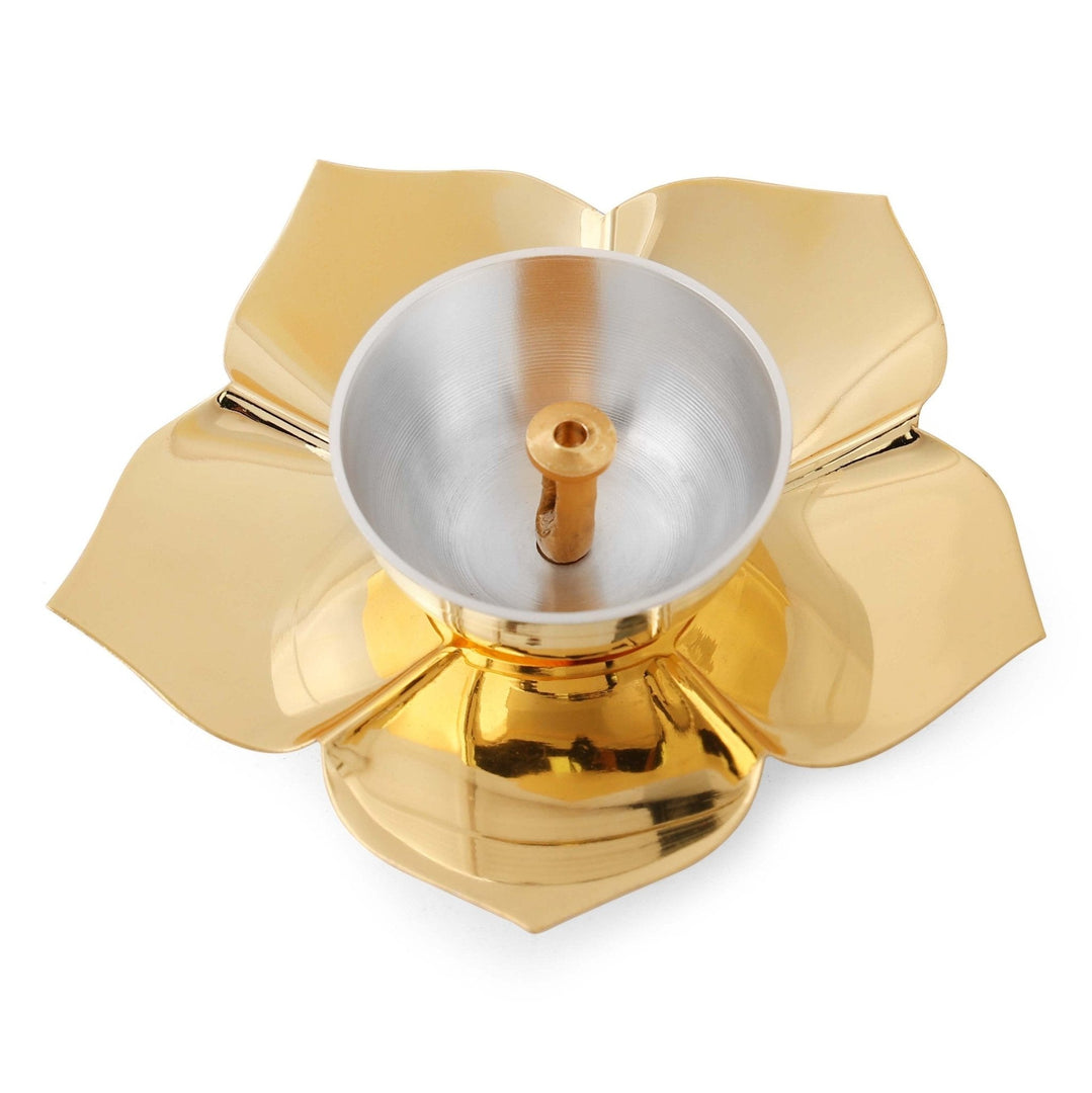 Lotus Deepak with Velvet Box - Brass Globe -
