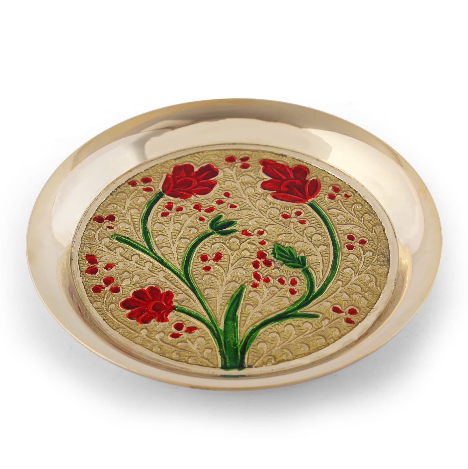 Meenakari bhog plate - Brass Globe -