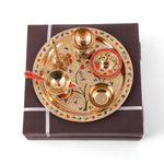 Load image into Gallery viewer, Meenakari pooja set 8 inch - Brass Globe -
