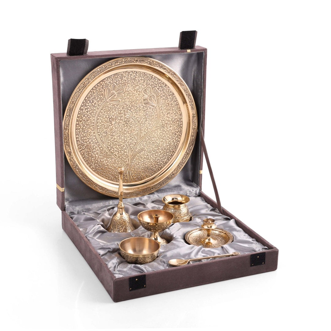 simple polish pooja set - Brass Globe -